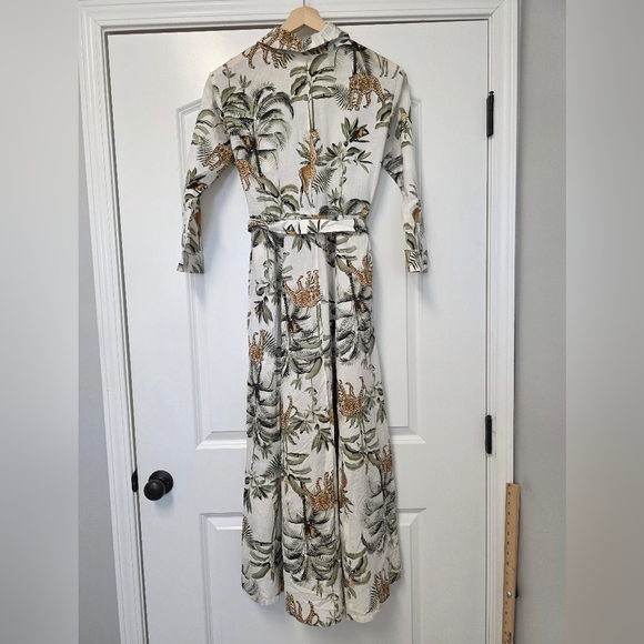 Guadalupe Womens Luciana Jungle Dress White Green Size XSmall Tropical Maxi Long - Picture 9 of 14